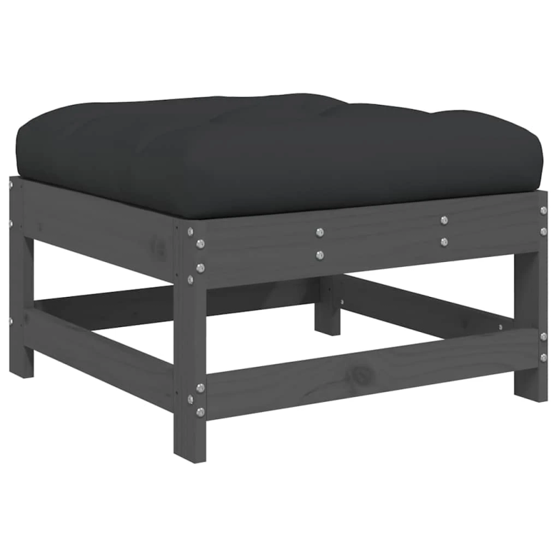 vidaXL dārza soliņi ar matračiem, 2 gab., pelēks priedes masīvkoks