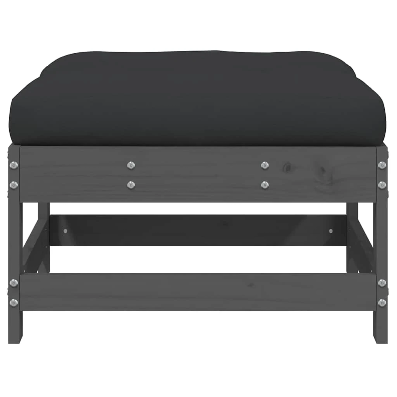 vidaXL dārza soliņi ar matračiem, 2 gab., pelēks priedes masīvkoks