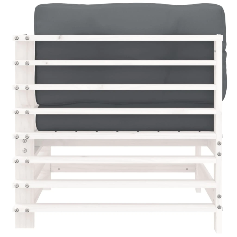 vidaXL stūra dīvāns ar matračiem, balts priedes masīvkoks