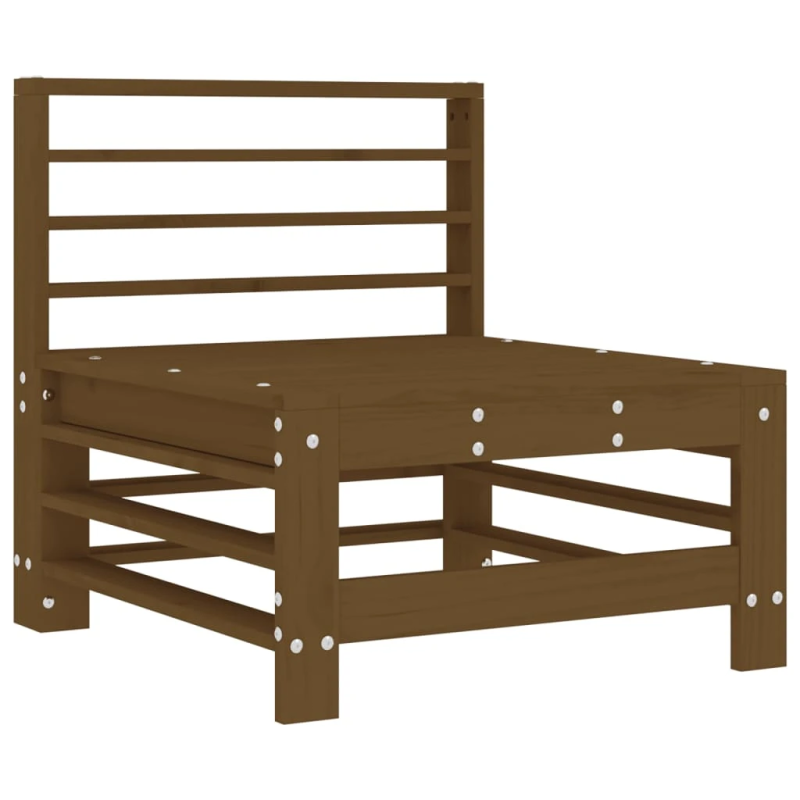 vidaXL vidējais dīvāns ar matračiem, brūns priedes masīvkoks