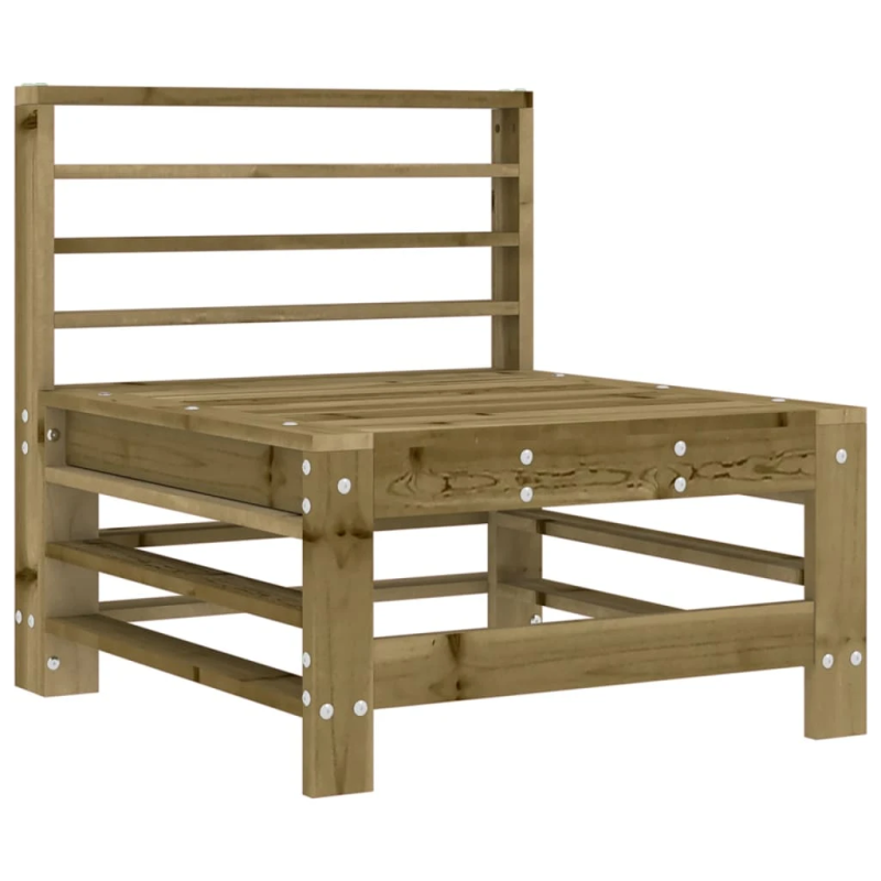 vidaXL vidējais dīvāns ar matračiem, impregnēts priedes koks