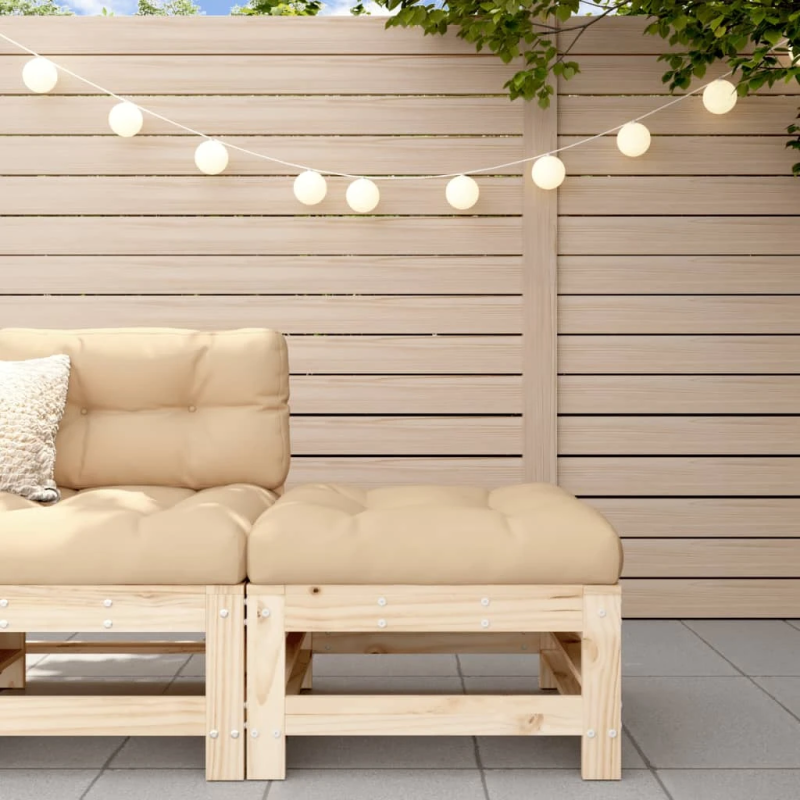 vidaXL dārza soliņš ar matraci, priedes masīvkoks