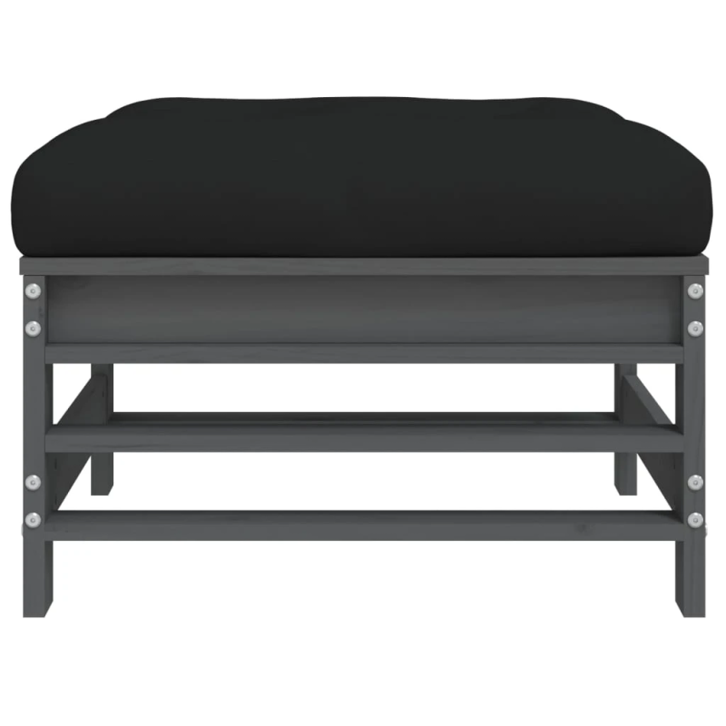 vidaXL dārza soliņš ar matraci, pelēks priedes masīvkoks