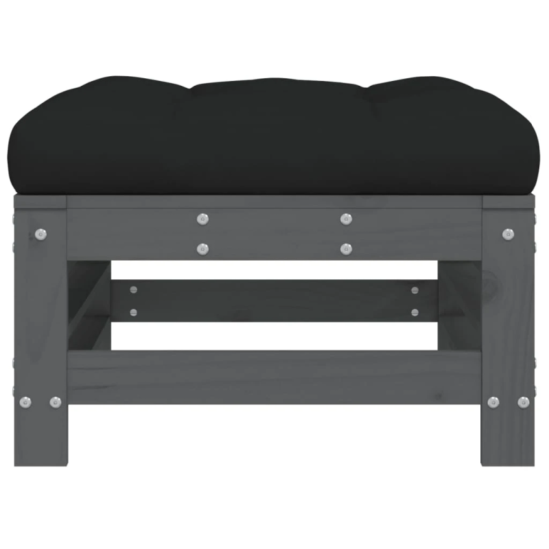 vidaXL dārza soliņš ar matraci, pelēks priedes masīvkoks