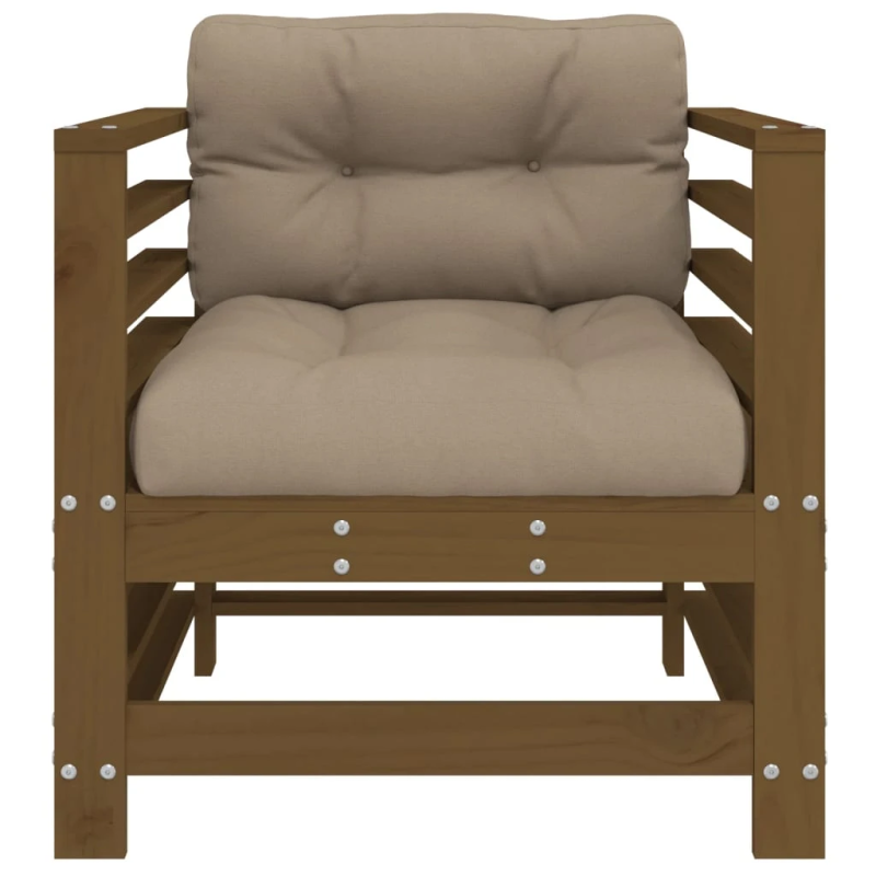 vidaXL dārza krēsli ar matračiem, 2 gb., medus brūns priedes masīvkoks