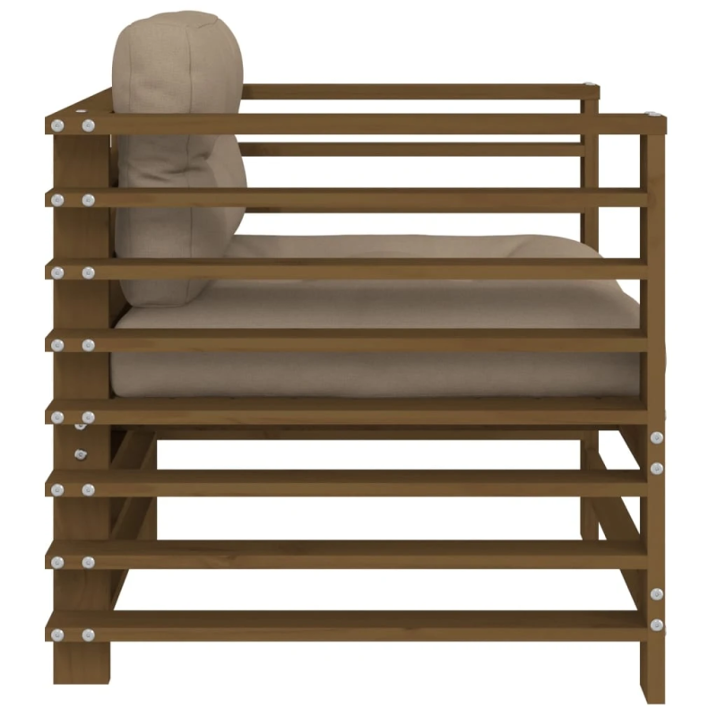 vidaXL dārza krēsli ar matračiem, 2 gb., medus brūns priedes masīvkoks