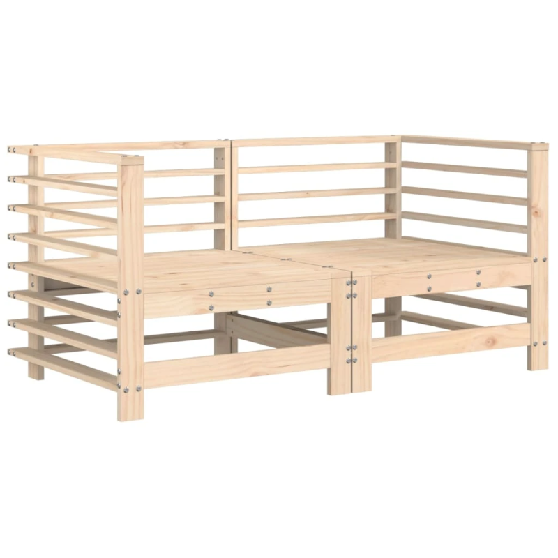 vidaXL stūra dīvāni ar matračiem, 2 gab., priedes masīvkoks