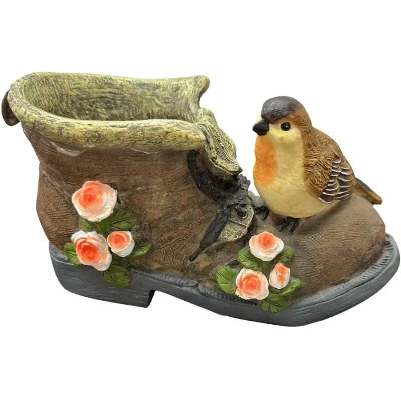Dārza dekors Putniņš uz zābaka, 20x10x12cm