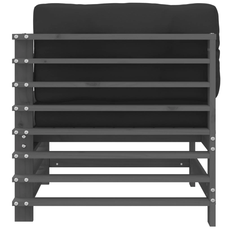 vidaXL stūra dīvāni ar matračiem, 2 gab., pelēks priedes masīvkoks