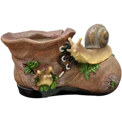 Dārza dekors Gliemezis uz zābaka, 21x9x11cm