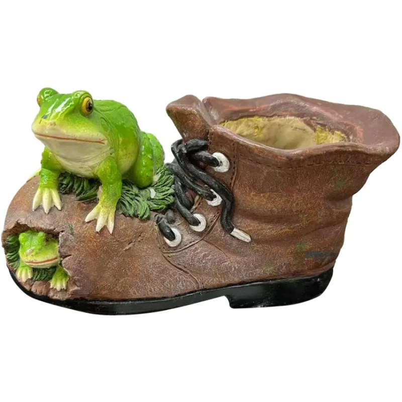 Dārza dekors Varde uz zābaka, 21x9x11cm