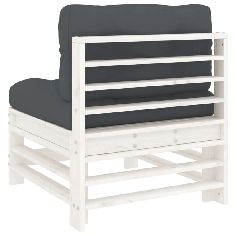 vidaXL vidējie dīvāni ar matračiem, 2 gab., balts priedes masīvkoks