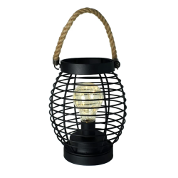 Dārza Laterna ar LED uz baterijām, 18x18x19cm, melna