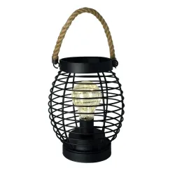 Dārza Laterna ar LED uz baterijām, 18x18x19cm, melna