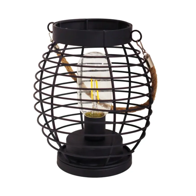 Dārza Laterna ar LED uz baterijām, 18x18x19cm, melna