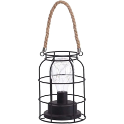 Dārza Laterna ar LED uz baterijām, 13x13x18cm, melna