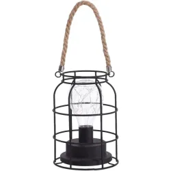 Dārza Laterna ar LED uz baterijām, 13x13x18cm, melna