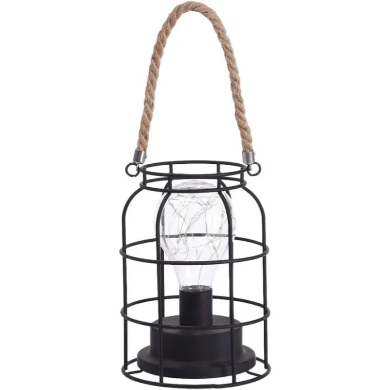 Dārza Laterna ar LED uz baterijām, 13x13x18cm, melna