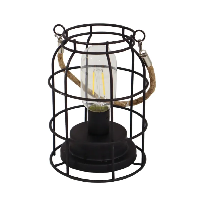 Dārza Laterna ar LED uz baterijām, 13x13x18cm, melna