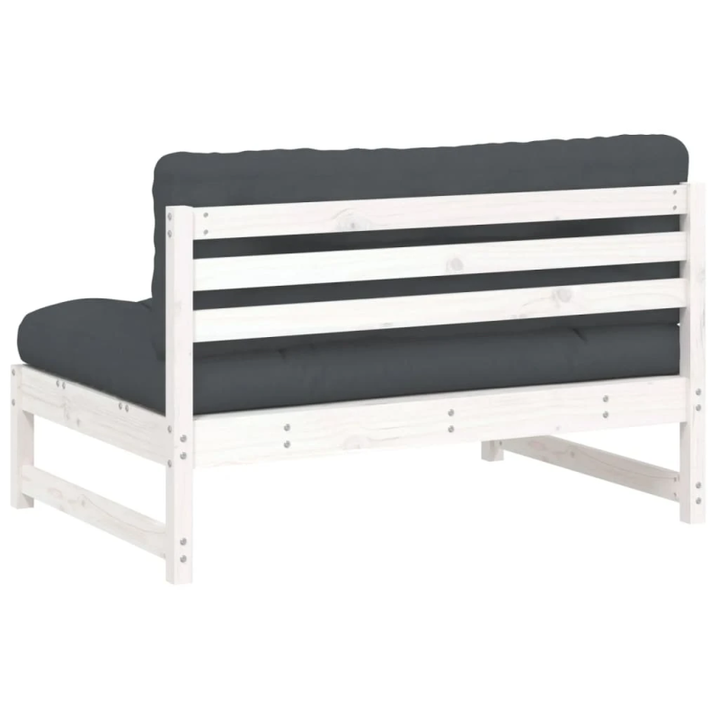 vidaXL vidējais dīvāns, 120x80 cm, priedes masīvkoks, balts