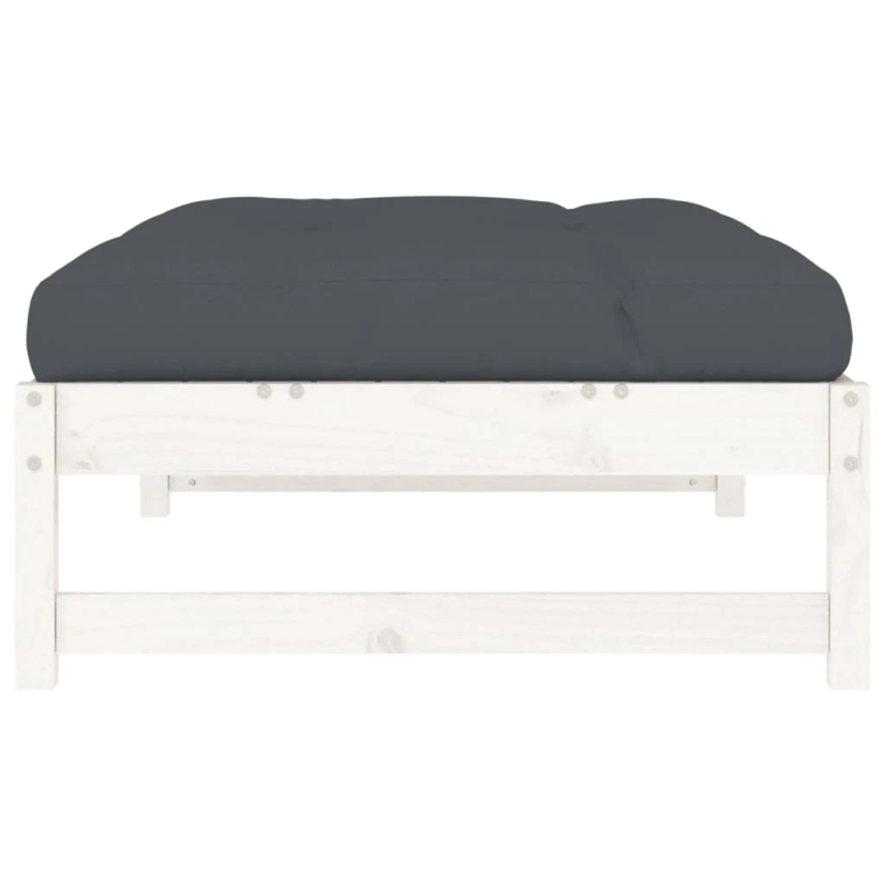 vidaXL dārza kājsoliņš, balts, 120x80 cm, priedes masīvkoks