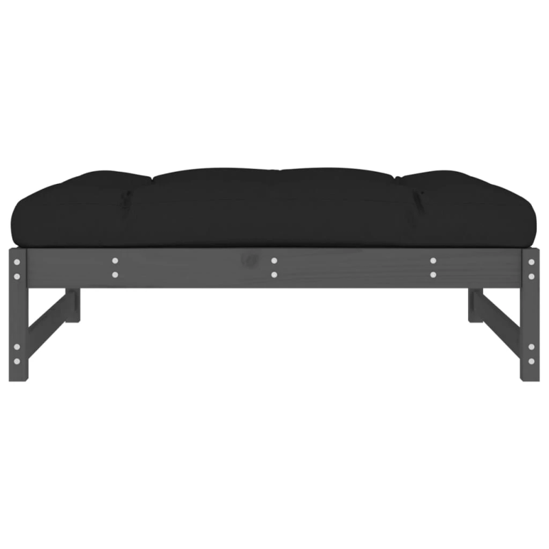 vidaXL dārza kājsoliņš, pelēks, 120x80 cm, priedes masīvkoks