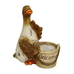 Dārza dekors Pīle ar puķu podu 31x17x35cm