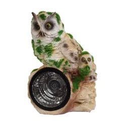 Dārza dekors ar solāro gaismu Pūce uz celma