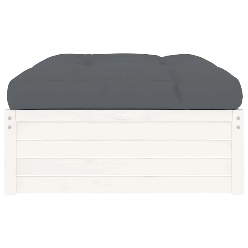 vidaXL dārza kājsoliņš, 120x80 cm, priedes masīvkoks, balts