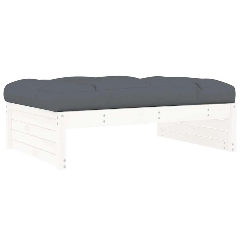 vidaXL dārza kājsoliņš, 120x80 cm, priedes masīvkoks, balts