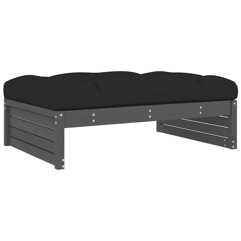 vidaXL dārza kājsoliņš, pelēks, 120x80 cm, priedes masīvkoks