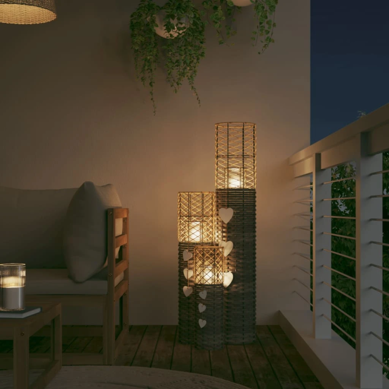 vidaXL svečturi, 3 gab., pelēkas klūdziņas