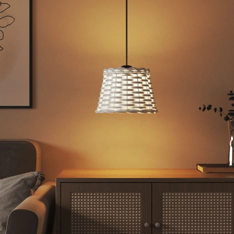 vidaXL griestu lampas abažūrs, balta, DIA20x15 cm, pīts