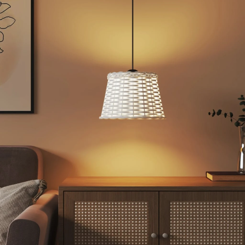 vidaXL griestu lampas abažūrs, balta, DIA25x17 cm, pīts