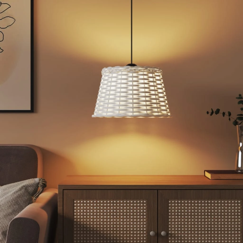 vidaXL griestu lampas abažūrs, balta, DIA38x23 cm, pīts