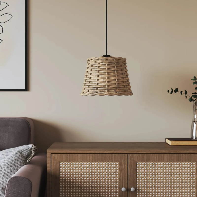 vidaXL griestu lampas abažūrs, brūns, DIA20x15 cm, pīts