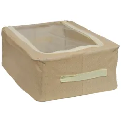 Uzglabāšanas kaste 40x30x15cm ar vāku, un logu, bēša