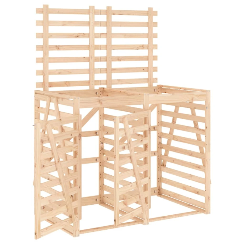 vidaXL 2 atkritumu tvertņu nojume, priedes masīvkoks