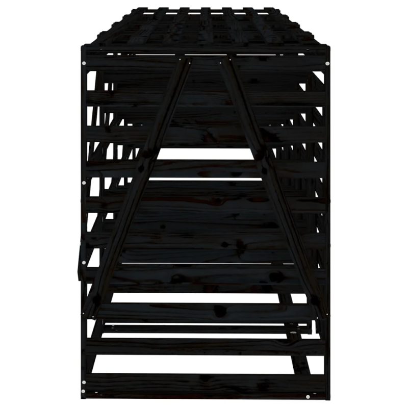 vidaXL 4 atkritumu tvertņu nojume, melna, priedes masīvkoks