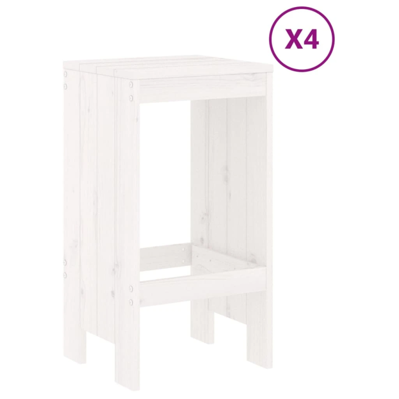 vidaXL 5-daļīgs dārza bāra mēbeļu komplekts, priedes masīvkoks, balts