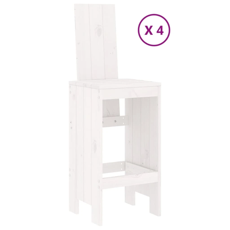 vidaXL 5-daļīgs dārza bāra mēbeļu komplekts, priedes masīvkoks, balts