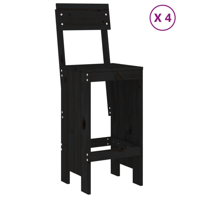 vidaXL 5-daļīgs dārza bāra mēbeļu komplekts, priedes masīvkoks, melns