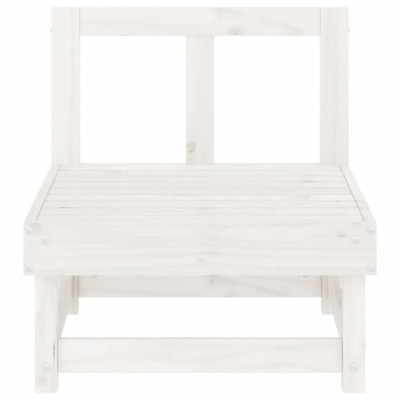 vidaXL vidējais dārza dīvāns, balts, priedes masīvkoks