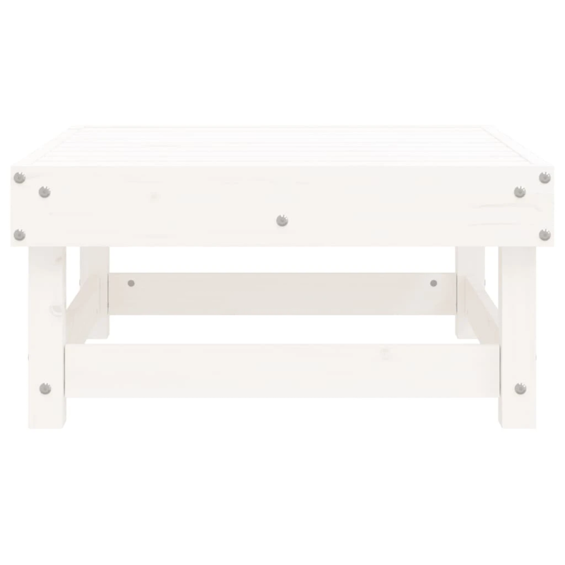 vidaXL dārza kājsoliņš, balts, priedes masīvkoks