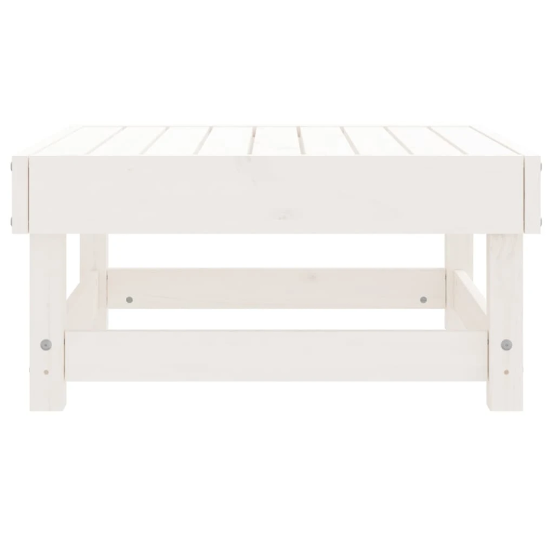 vidaXL dārza kājsoliņš, balts, priedes masīvkoks