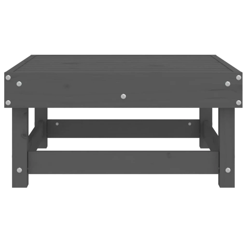 vidaXL dārza kājsoliņš, pelēks, priedes masīvkoks