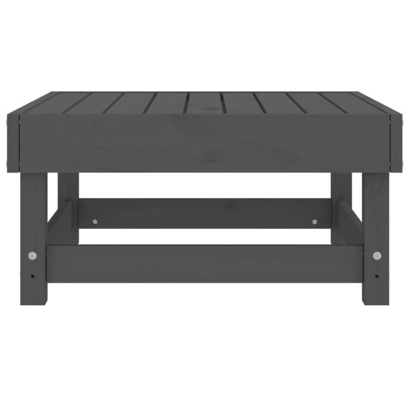 vidaXL dārza kājsoliņš, pelēks, priedes masīvkoks