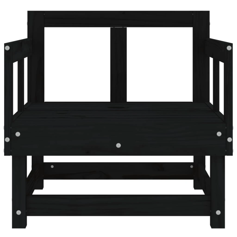 vidaXL dārza krēsli, 2 gab., melni, priedes masīvkoks