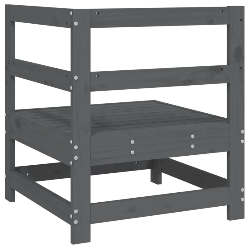 vidaXL dārza stūra dīvāns, pelēks, priedes masīvkoks