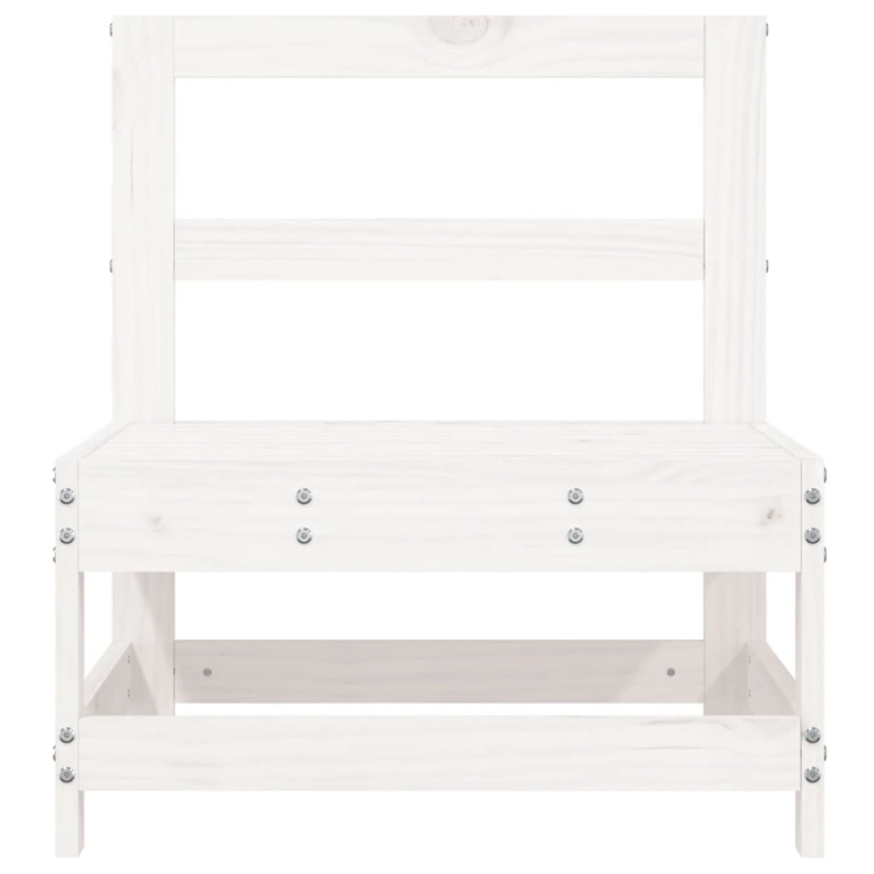 vidaXL vidējais dārza dīvāns, balts, priedes masīvkoks